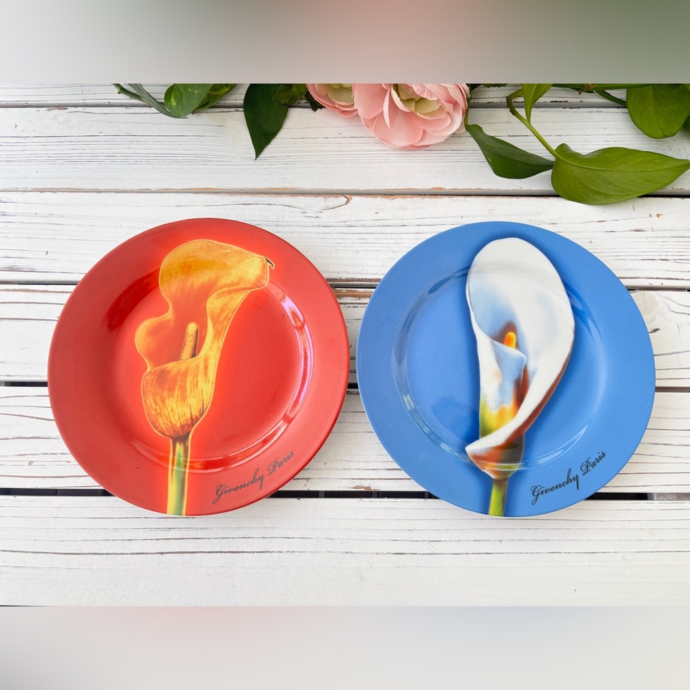 Givenchy Paris Decorative Floral Plate Set - Red and Blue